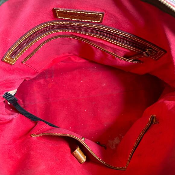 Dooney & Bourke Florentine Buckle Satchel Natural Brown Italian Leather Handbag - Picture 8 of 9